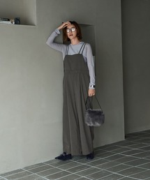 STYLE DELI（スタイルデリ）の「Wストラップタックワイドパンツサロペット（サロペット/オーバーオール）」
