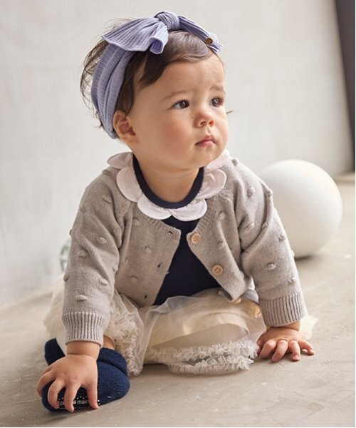 petit main（プティマイン）の「ポコポコカーディガン（カーディガン/ボレロ・キッズ・トップグレー/アイボリー/ライトピンク・70cm/80ｃｍ）」の10枚目の写真