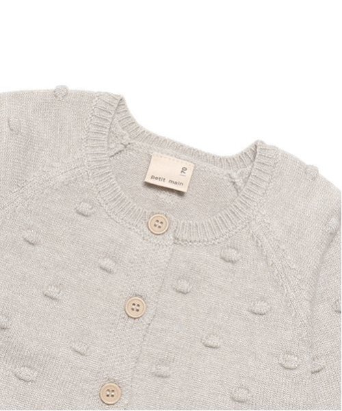 petit main（プティマイン）の「ポコポコカーディガン（カーディガン/ボレロ・キッズ・トップグレー/アイボリー/ライトピンク・70cm/80ｃｍ）」の4枚目の写真