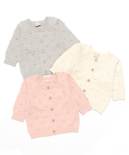 petit main（プティマイン）の「ポコポコカーディガン（カーディガン/ボレロ・キッズ・トップグレー/アイボリー/ライトピンク・70cm/80ｃｍ）」の8枚目の写真