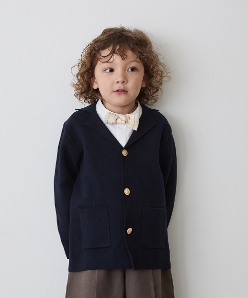 riziere（リジェール）の「ストライプ柄蝶ネクタイ（ボタン取り外しシャツ対応）（蝶ネクタイ・キッズ・グリーン/アイボリー/ブルーグレー・FREE）」の11枚目の写真