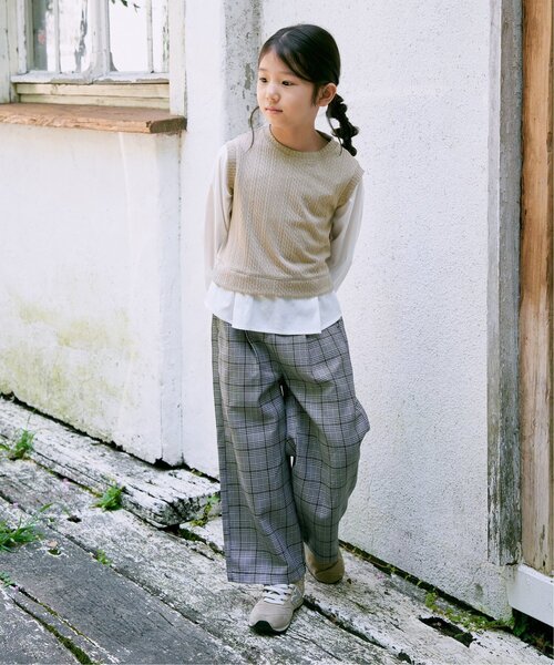 ikka(イッカ)の「【親子コーデ】ケーブル柄レイヤードプルオーバー(120~160cm)(Tシャツ/カットソー・キッズ・ブラック/ベージュ・120/130/140/150/160)」の6枚目の写真