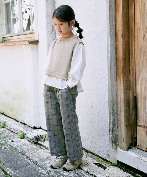 ikka(イッカ)の「【親子コーデ】ケーブル柄レイヤードプルオーバー(120~160cm)(Tシャツ/カットソー・キッズ・ブラック/ベージュ・120/130/140/150/160)」の8枚目の写真