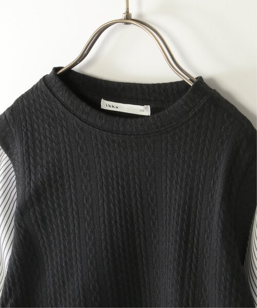 ikka(イッカ)の「【親子コーデ】ケーブル柄レイヤードプルオーバー(120~160cm)(Tシャツ/カットソー・キッズ・ブラック/ベージュ・120/130/140/150/160)」の18枚目の写真