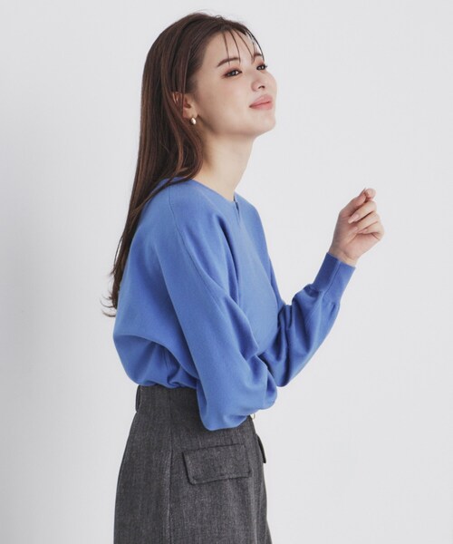 index(インデックス)の「◆《5color/XS-LL》キーネックビジュードルマンニット【洗濯機洗い可】(ニット/セーター・レディース・ピンク系1/ホワイト系8/ブルー系その他/ナチュラル/ブラック・36/34/42/40/38)」の4枚目の写真