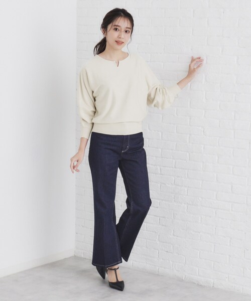 index(インデックス)の「◆《5color/XS-LL》キーネックビジュードルマンニット【洗濯機洗い可】(ニット/セーター・レディース・ピンク系1/ホワイト系8/ブルー系その他/ナチュラル/ブラック・36/34/42/40/38)」の19枚目の写真
