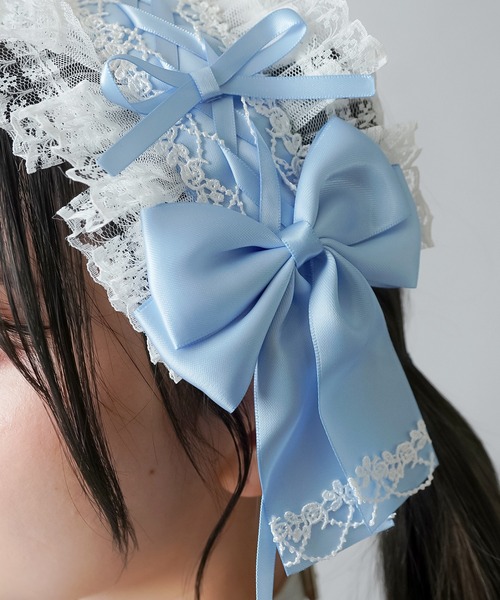 SPINNS（スピンズ）の「リボンレース ヘッドドレス（バレッタ/ヘアクリップ・レディース・ブラック/サックスブルー/ピンク/レッド・ONESIZE）」の9枚目の写真
