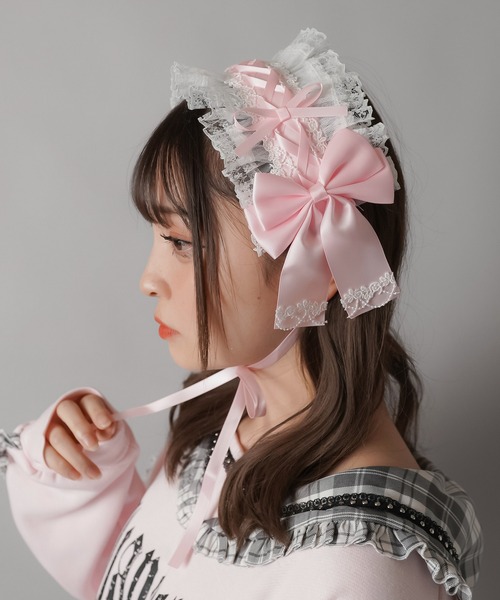 リボンレースヘッドドレス SPINNS 合皮リボンレースヘッドドレス : ZOZOTOWN Yahoo!店