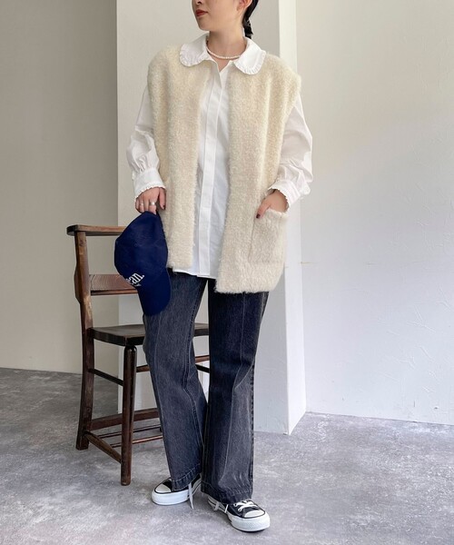 fredy emue(フレディエミュ)の「フリルカラーブラウス(シャツ/ブラウス・レディース・サックスブルー/オフホワイト/ブルー系その他・38)」の5枚目の写真