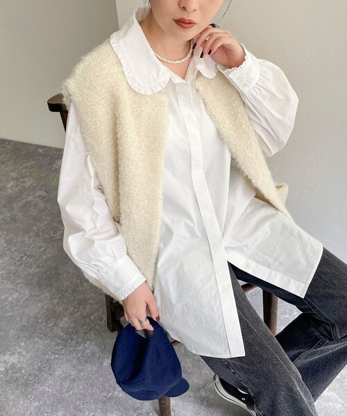 fredy emue(フレディエミュ)の「フリルカラーブラウス(シャツ/ブラウス・レディース・サックスブルー/オフホワイト/ブルー系その他・38)」の9枚目の写真