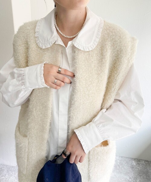 fredy emue(フレディエミュ)の「フリルカラーブラウス(シャツ/ブラウス・レディース・サックスブルー/オフホワイト/ブルー系その他・38)」の14枚目の写真