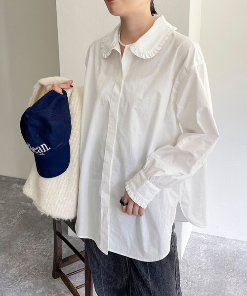 fredy emue(フレディエミュ)の「フリルカラーブラウス(シャツ/ブラウス・レディース・サックスブルー/オフホワイト/ブルー系その他・38)」の15枚目の写真