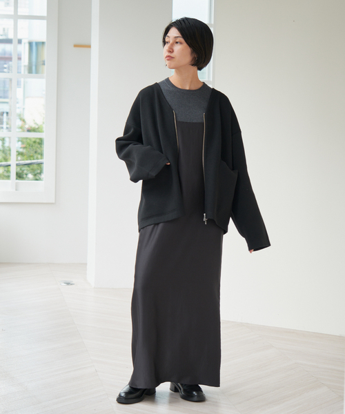 Spick & Span（スピックアンドスパン）の「ダブルジップニットカーディガン（カーディガン/ボレロ・レディース・チャコールグレー/ブラック・FREE）」の3枚目の写真