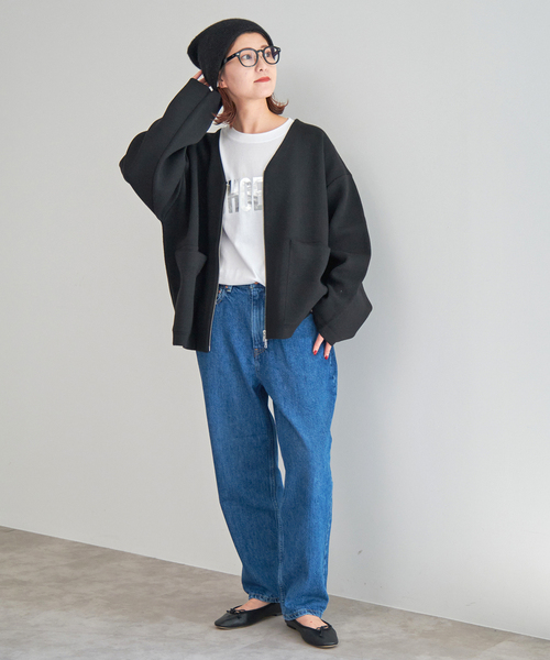 Spick & Span（スピックアンドスパン）の「ダブルジップニットカーディガン（カーディガン/ボレロ・レディース・チャコールグレー/ブラック・FREE）」の5枚目の写真