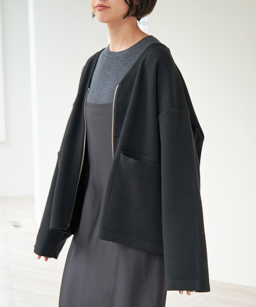 Spick & Span（スピックアンドスパン）の「ダブルジップニットカーディガン（カーディガン/ボレロ・レディース・チャコールグレー/ブラック・FREE）」の12枚目の写真