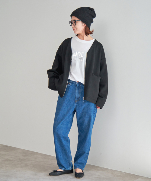 Spick & Span（スピックアンドスパン）の「ダブルジップニットカーディガン（カーディガン/ボレロ・レディース・チャコールグレー/ブラック・FREE）」の14枚目の写真