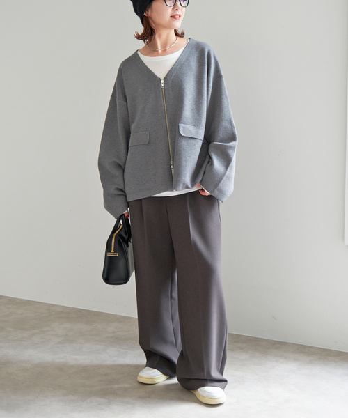 Spick & Span（スピックアンドスパン）の「ダブルジップニットカーディガン（カーディガン/ボレロ・レディース・チャコールグレー/ブラック・FREE）」の18枚目の写真