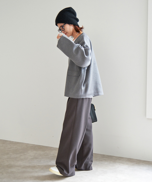 Spick & Span（スピックアンドスパン）の「ダブルジップニットカーディガン（カーディガン/ボレロ・レディース・チャコールグレー/ブラック・FREE）」の19枚目の写真