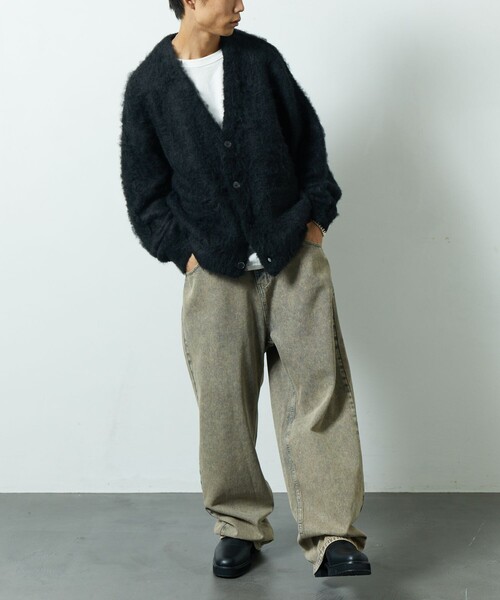 FREAK'S STORE（フリークスストア）の「限定展開 ビッグシルエット ボリューム シャギーニット カーディガン（カーディガン/ボレロ・メンズ・ベージュ/グレー/チャコールグレー/ブラック/グリーン・SMALL/LARGE/MEDIUM）」の9枚目の写真