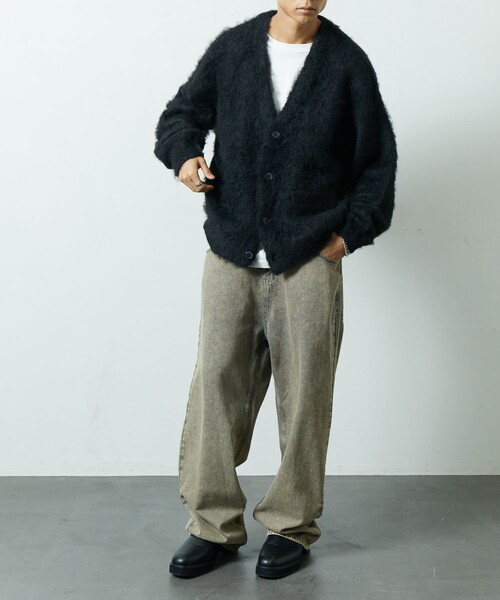 FREAK'S STORE（フリークスストア）の「限定展開 ビッグシルエット ボリューム シャギーニット カーディガン（カーディガン/ボレロ・メンズ・ベージュ/グレー/チャコールグレー/ブラック/グリーン・SMALL/LARGE/MEDIUM）」の10枚目の写真