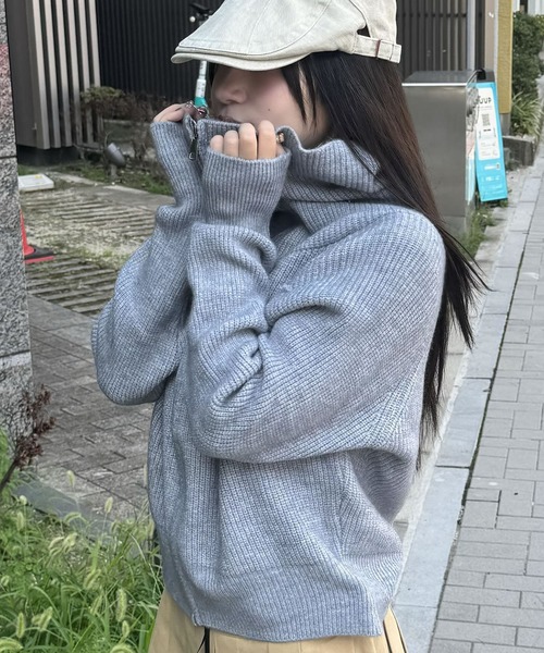 madrepadre(マドレパドレ)の「ハイネックニットセーター(ニット/セーター・レディース・ブラック/アイボリー/ブラウン/グレー・FREE)」の3枚目の写真