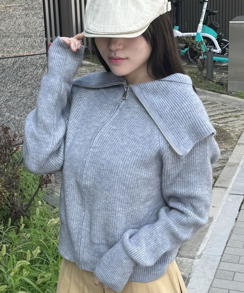 madrepadre(マドレパドレ)の「ハイネックニットセーター(ニット/セーター・レディース・ブラック/アイボリー/ブラウン/グレー・FREE)」の6枚目の写真