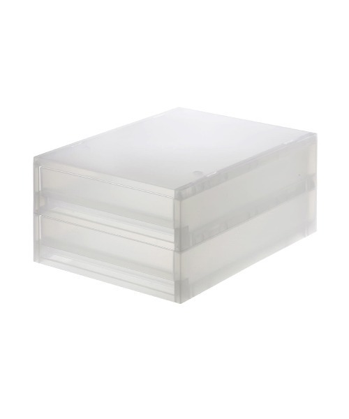 ポリプロピレン 小物収納ケース 引出2段 約幅26x奥行37x高16
