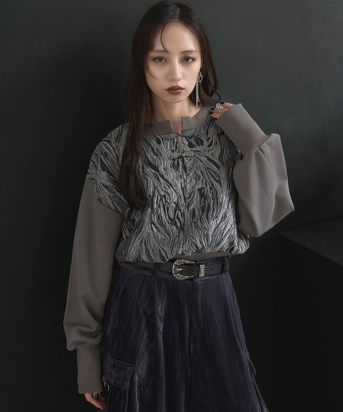 HARE（ハレ）の「2WAYチャイナゴブランプルオーバー(HARE)（スウェット・レディース・ブルー/グレー/ブラック・FREE）」の3枚目の写真