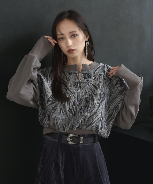 HARE（ハレ）の「2WAYチャイナゴブランプルオーバー(HARE)（スウェット・レディース・ブルー/グレー/ブラック・FREE）」の16枚目の写真