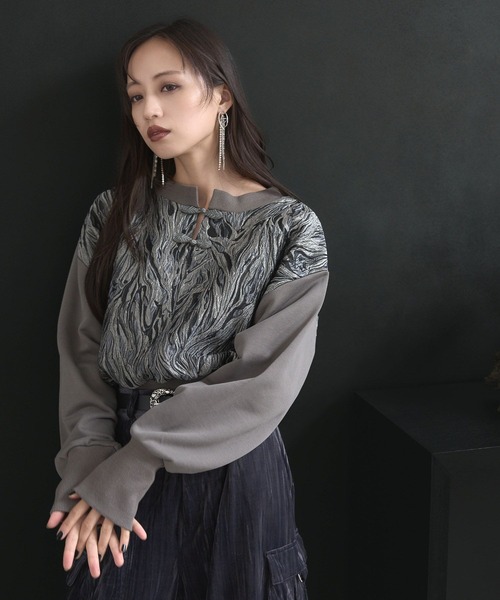 HARE（ハレ）の「2WAYチャイナゴブランプルオーバー(HARE)（スウェット・レディース・ブルー/グレー/ブラック・FREE）」の18枚目の写真