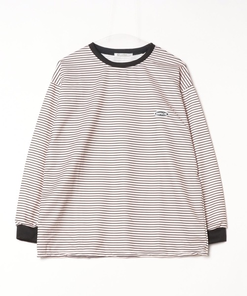 Asterellivi(アステレリビ)の「ボーダー ワンポイント 長袖 カットソー(Tシャツ/カットソー・レディース・ベージュ/ブラック・M/L/LL)」の9枚目の写真