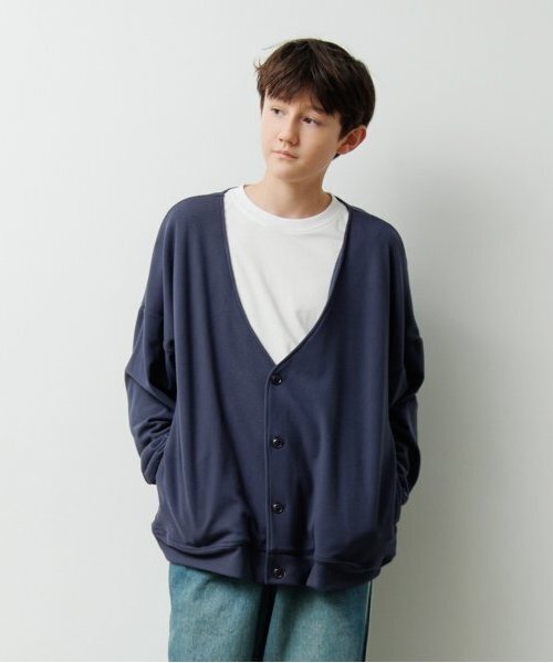 GLAZOS（グラソス）の「【大人向けサイズあり】【あったか】マイクロフリース・カーディガン（カーディガン/ボレロ・キッズ・ライトグレー/ネイビー・LL/S/M/L）」の3枚目の写真
