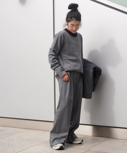 AP STUDIO（エーピーストゥディオ）の「【Bomboogie/ボンブーギ】 別注バイカラープルオーバー（ニット/セーター・レディース・チャコールグレー・FREE）」の5枚目の写真