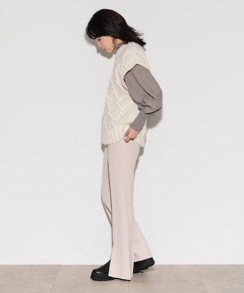 GALLEST（ギャレスト）の「◆ケーブルニットベスト（ベスト・レディース・チャコールグレー/アイボリー/ライトオレンジ系・38）」の6枚目の写真