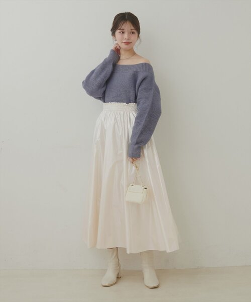 natural couture（ナチュラルクチュール）の「【大人ナチュ】ウエストシャーリングシャイニースカート（スカート・レディース・ベージュ/オフホワイト・MEDIUM/LARGE）」の22枚目の写真