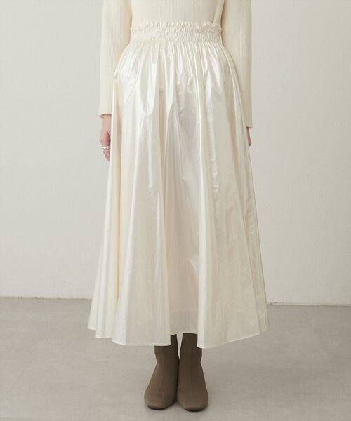 natural couture（ナチュラルクチュール）の「【大人ナチュ】ウエストシャーリングシャイニースカート（スカート・レディース・ベージュ/オフホワイト・MEDIUM/LARGE）」の21枚目の写真