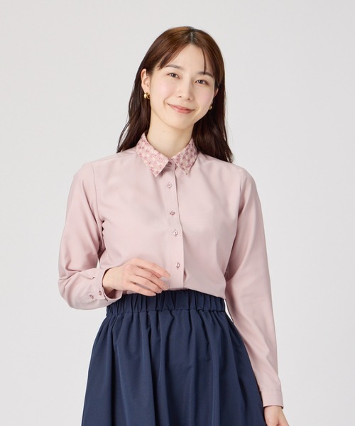 TOKYO SHIRTS(トウキョウシャツ)の「形態安定ノーアイロン レギュラー 長袖ビジネスワイシャツ(ビジネスシャツ・レディース・スモークピンク・LL/M/L)」の1枚目の写真
