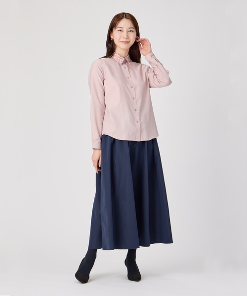 TOKYO SHIRTS(トウキョウシャツ)の「形態安定ノーアイロン レギュラー 長袖ビジネスワイシャツ(ビジネスシャツ・レディース・スモークピンク・LL/M/L)」の2枚目の写真