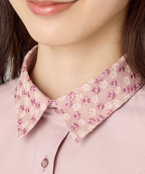 TOKYO SHIRTS(トウキョウシャツ)の「形態安定ノーアイロン レギュラー 長袖ビジネスワイシャツ(ビジネスシャツ・レディース・スモークピンク・LL/M/L)」の4枚目の写真