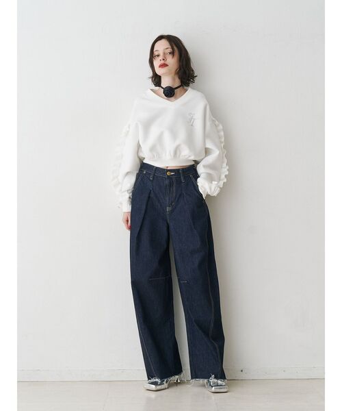 jouetie（ジュエティ）の「ラインストーンフリルプルオーバー/スウェットトレーナー（スウェット・レディース・グレー/オフホワイト/ブラック・MEDIUM）」の15枚目の写真