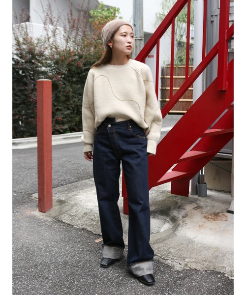 Ungrid（アングリッド）の「テープデザインルーズニット（ニット/セーター・レディース・アイボリー/グリーン系その他/ブラウン・FREE）」の10枚目の写真