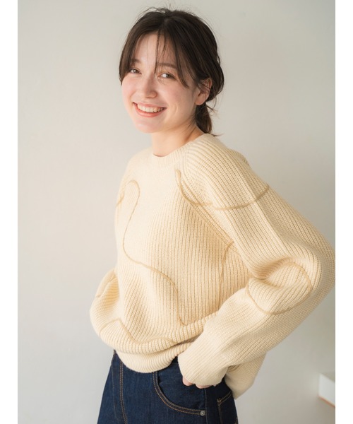 Ungrid（アングリッド）の「テープデザインルーズニット（ニット/セーター・レディース・アイボリー/グリーン系その他/ブラウン・FREE）」の12枚目の写真