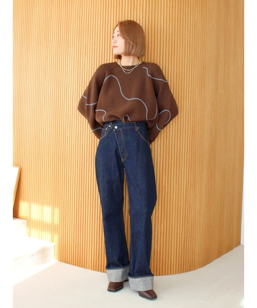 Ungrid（アングリッド）の「テープデザインルーズニット（ニット/セーター・レディース・アイボリー/グリーン系その他/ブラウン・FREE）」の21枚目の写真