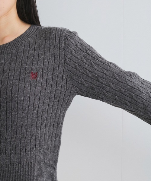 VIS（ビス）の「ワンポイント胸刺繍ケーブルニットプルオーバー（ニット/セーター・レディース・グレー/レッド/キナリ/サックスブルー・FREE）」の20枚目の写真
