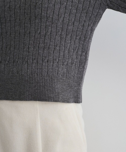 VIS（ビス）の「ワンポイント胸刺繍ケーブルニットプルオーバー（ニット/セーター・レディース・グレー/レッド/キナリ/サックスブルー・FREE）」の21枚目の写真