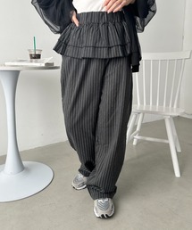 ウエストフリルデザインストライプパンツ