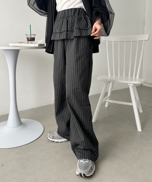 セール】ウエストフリルデザインストライプパンツ（その他パンツ