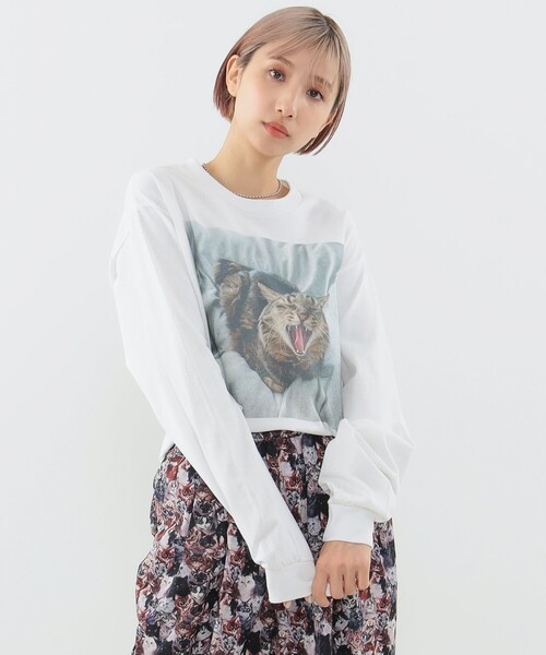 mmts(マミタス)の「【COLLABORATION】清水奈緒 / デコアクビ ロングTシャツ(Tシャツ/カットソー・レディース・ブラック/ホワイト・XL/M/L)」の3枚目の写真