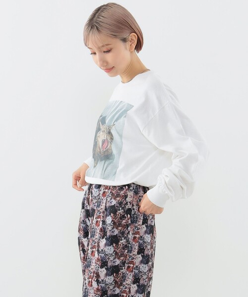 mmts(マミタス)の「【COLLABORATION】清水奈緒 / デコアクビ ロングTシャツ(Tシャツ/カットソー・レディース・ブラック/ホワイト・XL/M/L)」の4枚目の写真
