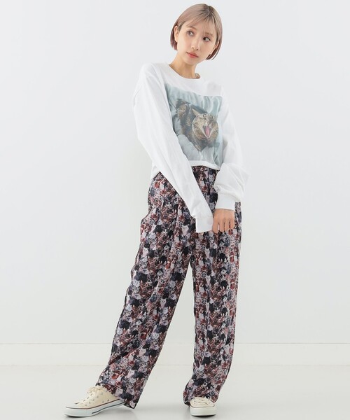 mmts(マミタス)の「【COLLABORATION】清水奈緒 / デコアクビ ロングTシャツ(Tシャツ/カットソー・レディース・ブラック/ホワイト・XL/M/L)」の6枚目の写真